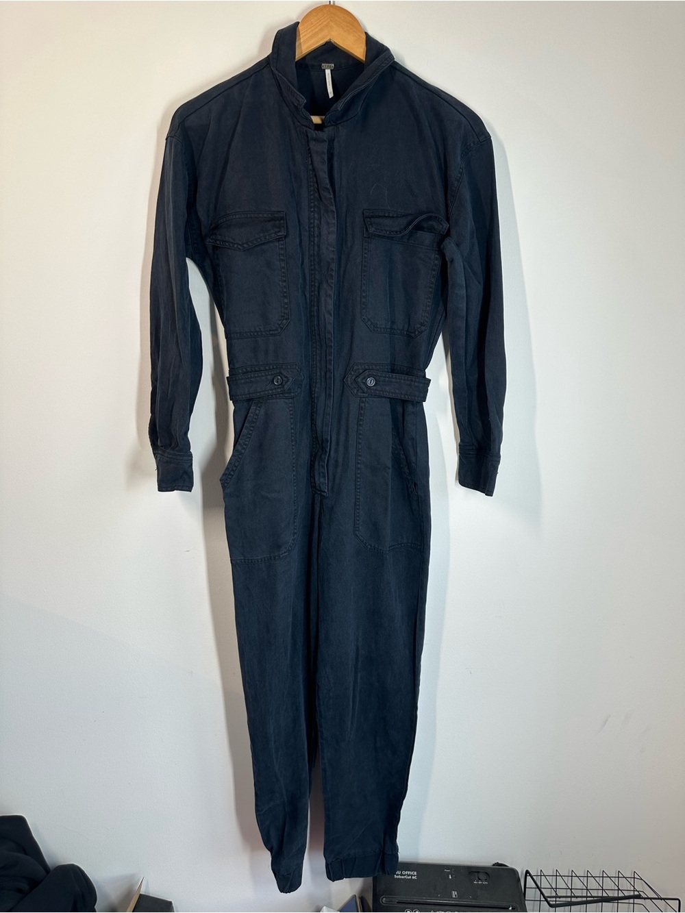 YFB (Young Fabulous & Broke) Utility Jumpsuit in Navy Zip Front Cargo Size XS